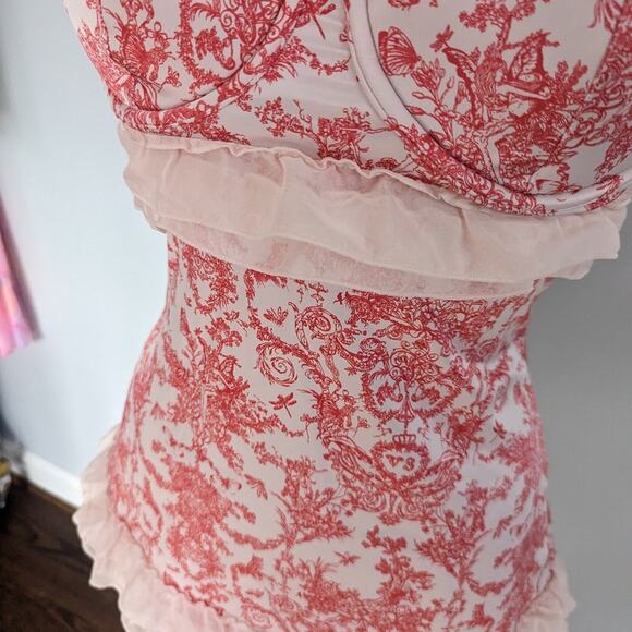 Rare Victoria's Secret Fairy Gardens Bustier Top Size 36C Pink Ruffle - Picture 2 of 9